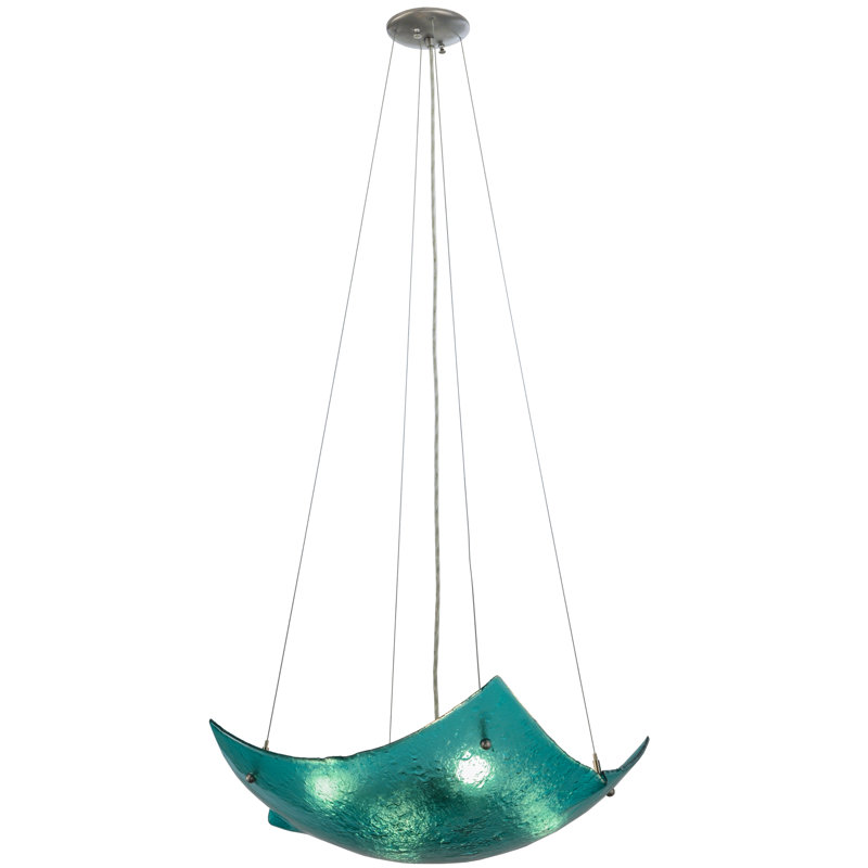 Meyda 26" Aquamarine Crinkle Glass & Brushed Nickel Chandelier