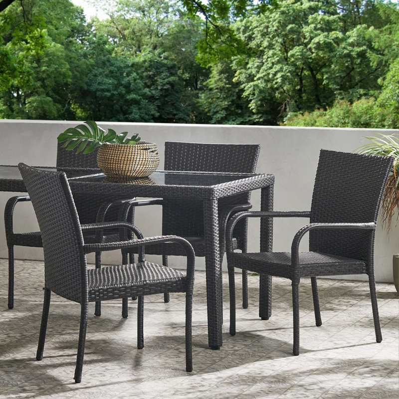 Chaise empilable Pe Wicker 4PCS, Gris
