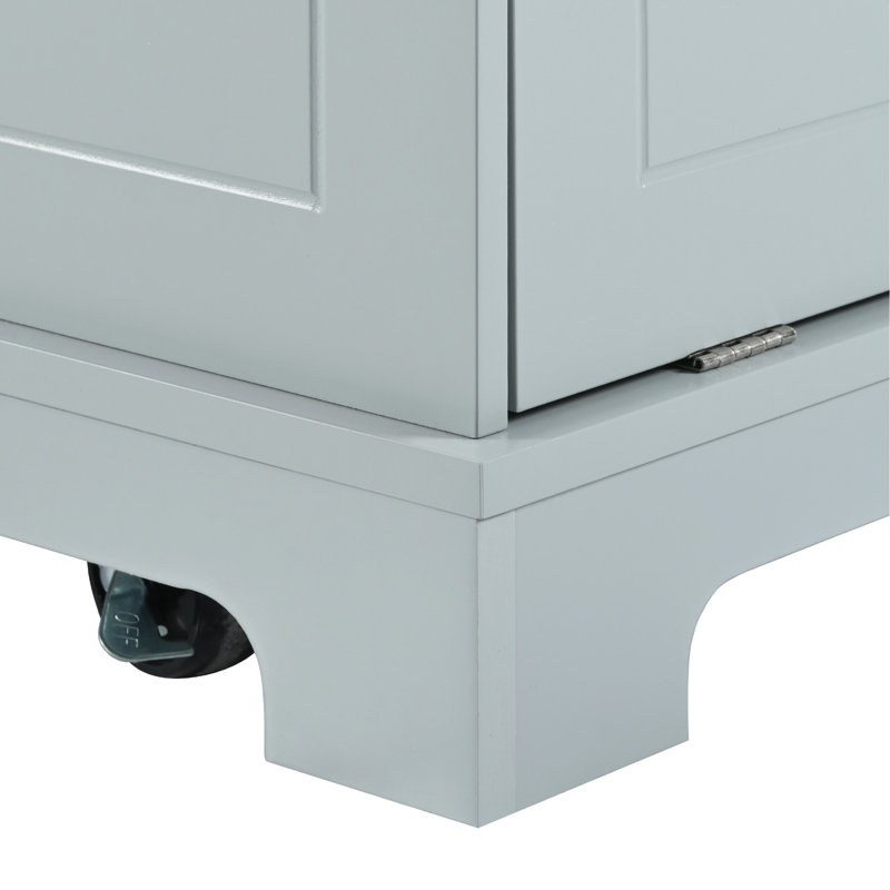 Versatile Fluted Kitchen Island With Advanced Storage And Functionality, Brown/Gray Blue