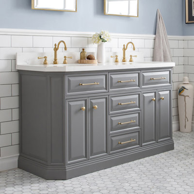 Bruning 60'' Double Bathroom Vanity with Engineered Marble Top