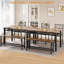 Ensemble de table de salle à manger 4 pièces pour 4 personnes - Table rectangulaire moderne avec 2 chaises, banc de rangement et structure en métal - Mobilier de salle à manger pour appartement, petits espaces - Bois brûlant