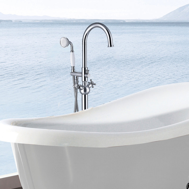 Modern Freestanding Tub Faucet With Hand Shower In . Metal Construction. 45.34In D, 6.48In W, H, 9.63Lb. Full Body Spray Bathtub Shower. , 46" 6.5" 9.5 Lb. For Relaxing Bath Time