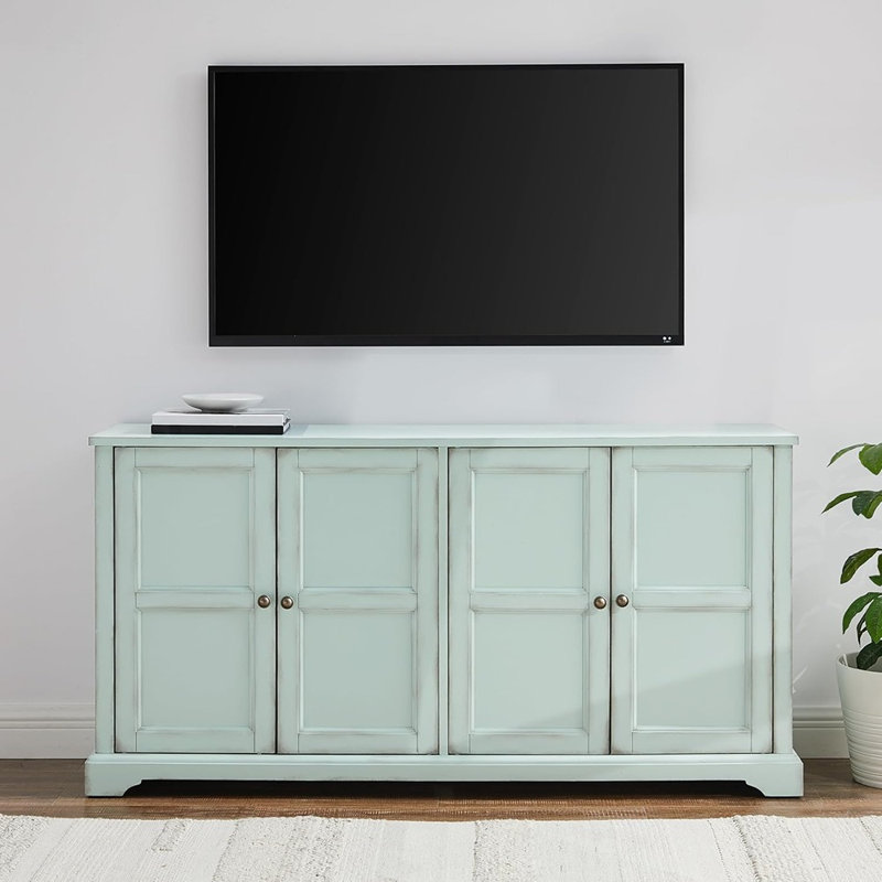 Buffet Traditional, armoire de rangement bleue patinée