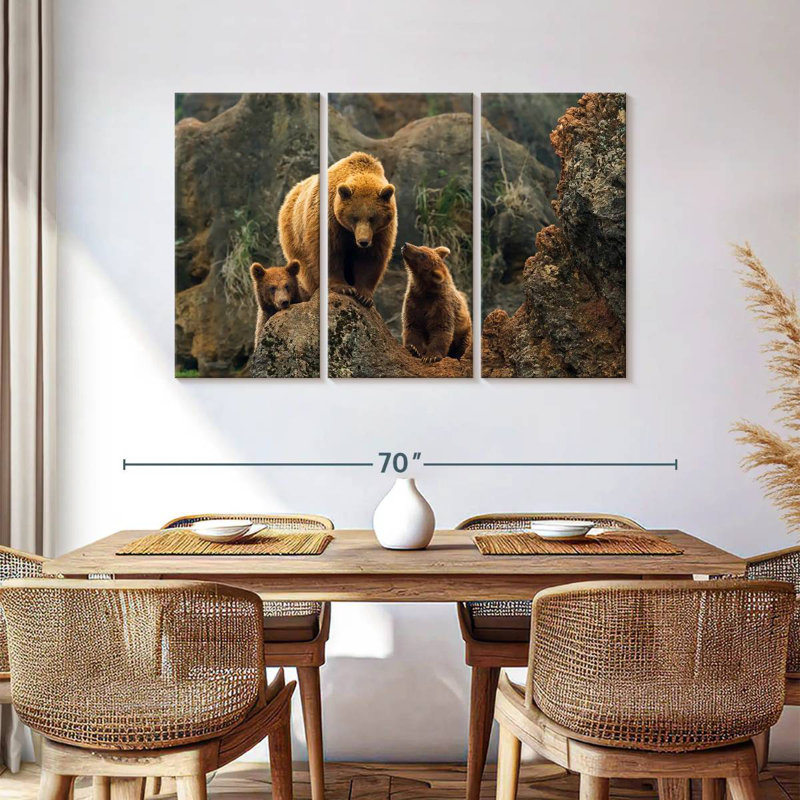 Bear And Cubs, 36" H x 57" W