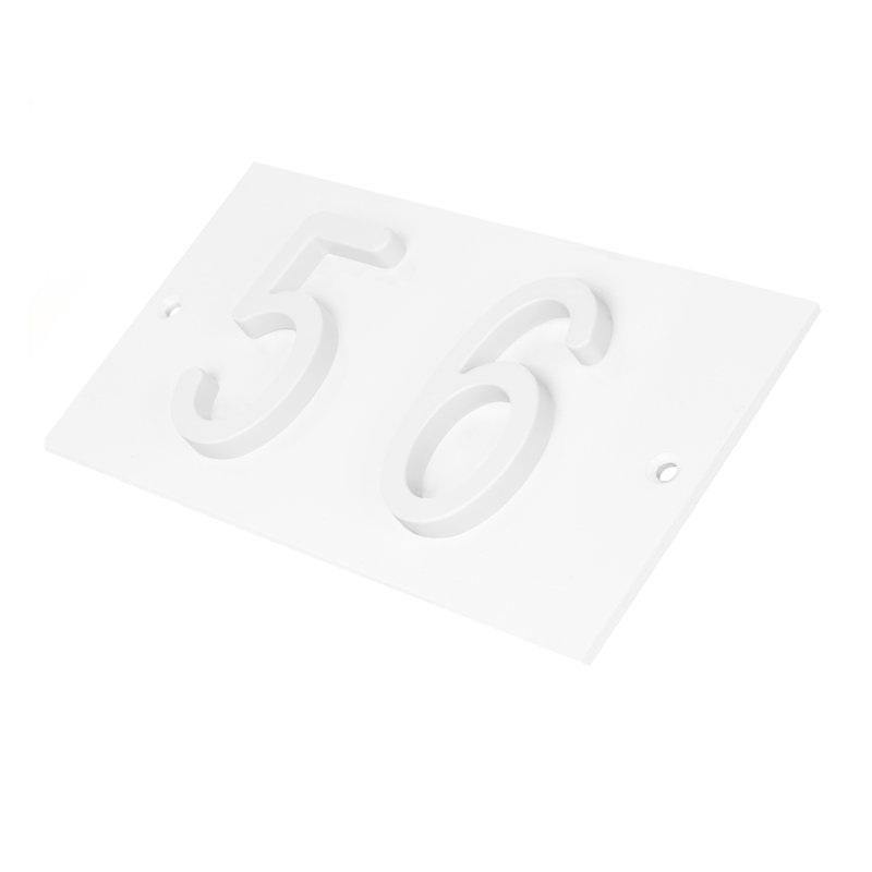 Plaque d'adresse horizontale en aluminium Royal Shade, Blanc, Oui, Blanc