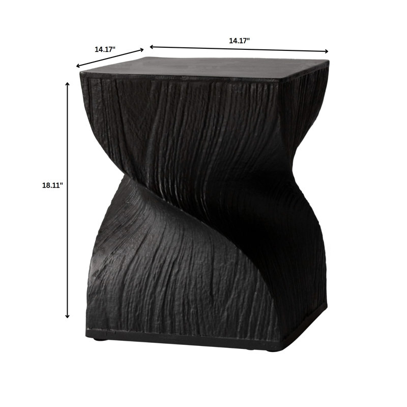 Ivy Bronx Doraly Square Side Table In Fiberstone Assembled Modern End Table, Black