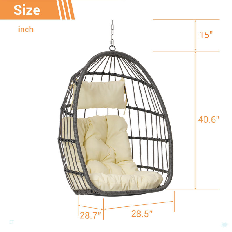 Balancelle d'extérieur en rotin, Beige, Gris