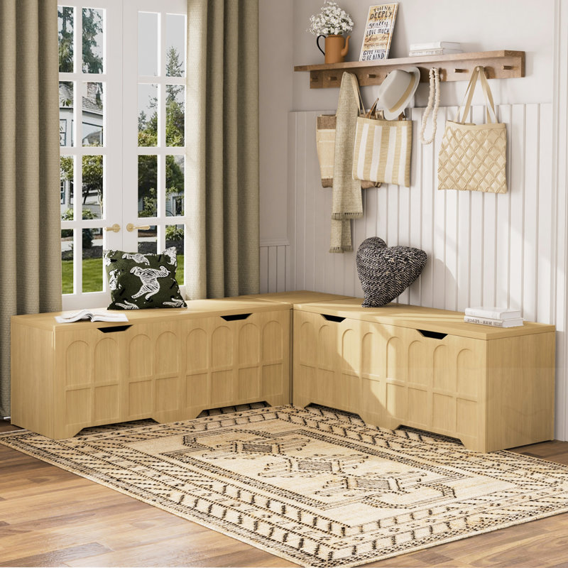 3-Piece L-Shaped Shoe Storage Bench With Toy Storage Box
