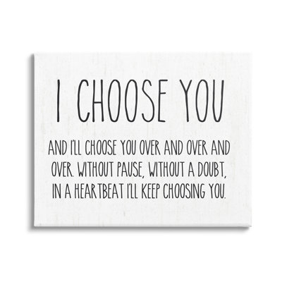 «I Choisissez You» par lettrage et doublure - impression sur toile tendue