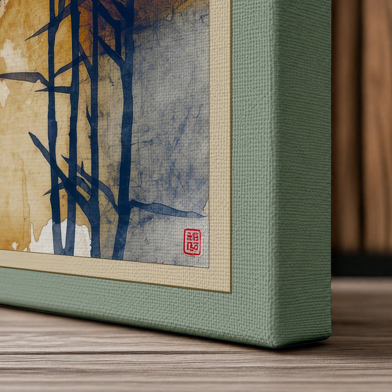 Bamboo in Mist Japandi - Wrapped Canvas, 30x20 - 76.2 x 50.8 cm, Sage Border