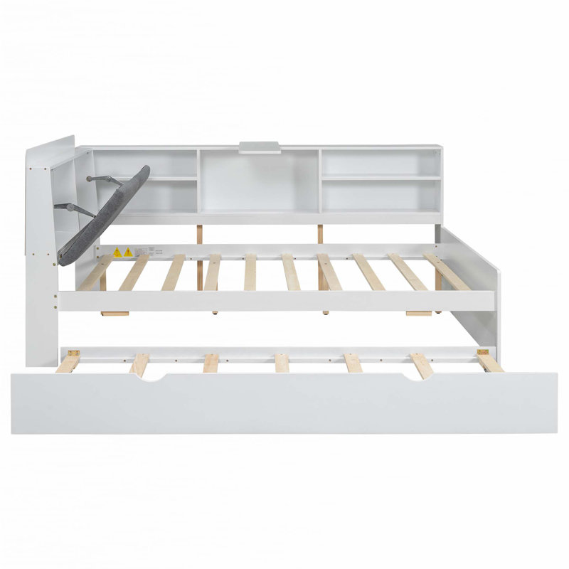 Lit plateforme avec lit gigogne, Blanc