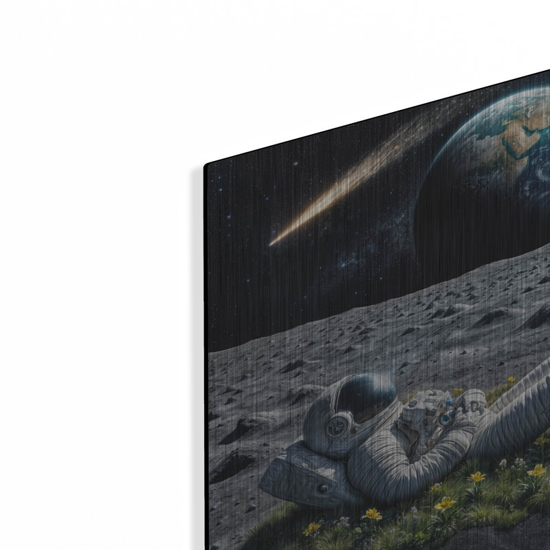 «Astronaut On Break» par Rey Klimt, art mural en métal, H 12 po x l 12 po