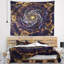 Fleurs abstraites de fractale jaune avec tapisserie violette-28485534