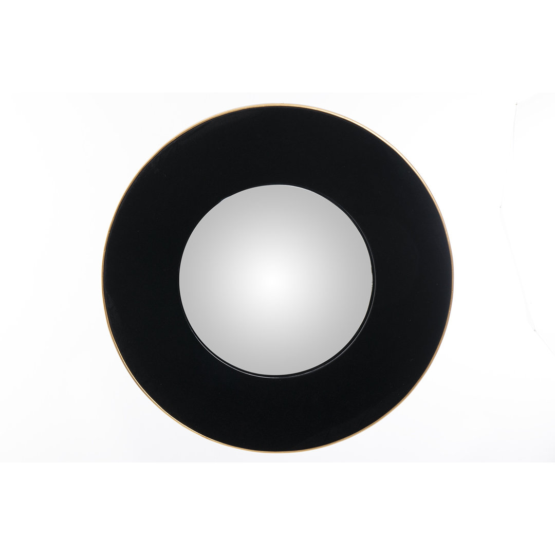 Round Resin Framed Wall Mounted Accent Mirror in Black