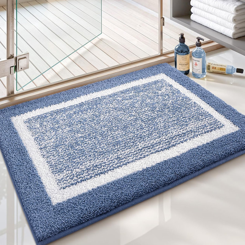 Tapis pour salle de bain Ayleigh, Simple - L 59 po x l 24 po, Bleu pâle