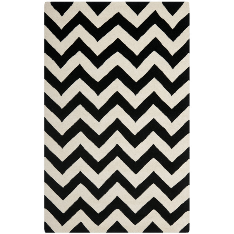 Teresita Hand Tufted Wool Chevron Rug, Rectangle 4' x 6'
