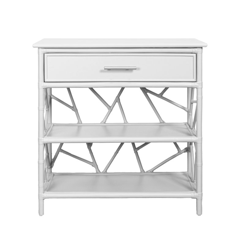 End Table with Storage, White