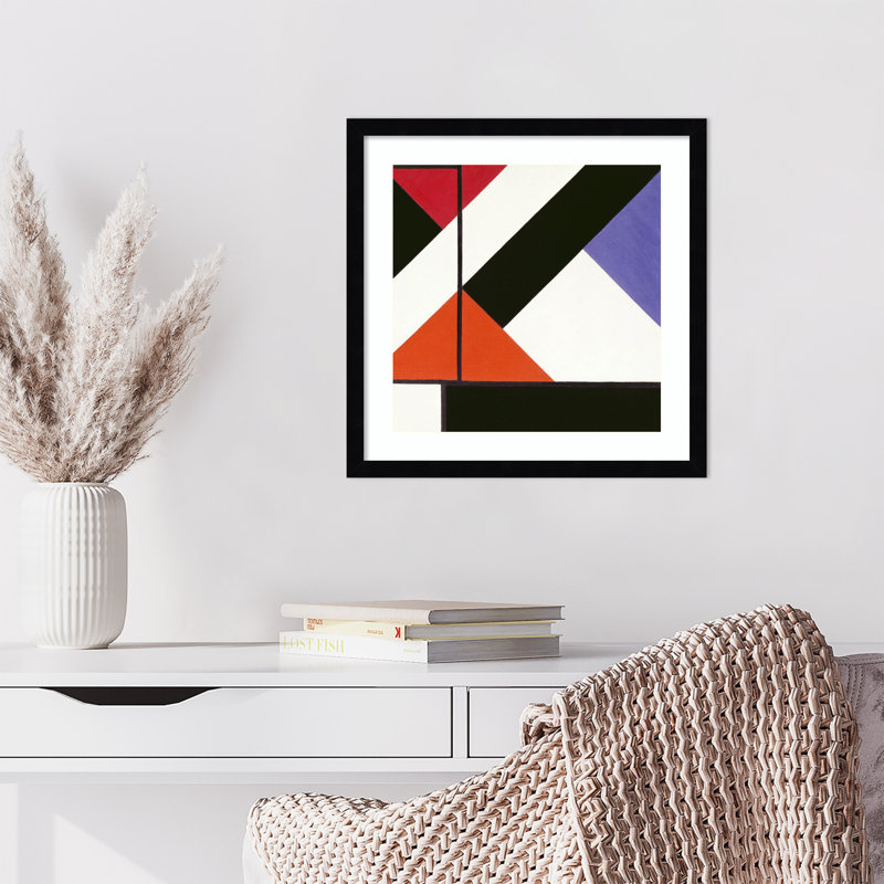 "Theo Van Doesburg", "Composition de comptoir" encadrée sur papier par Theo Van Doesburg, Cadre noir, H 17 po x l 17 po