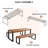3-Pieces Outdoor Dining Table With 2 Benches, Patio Dining Set With Unique Top Texture, Acacia Wood Top & Steel Frame, All Weather Use, Outdoor Dining