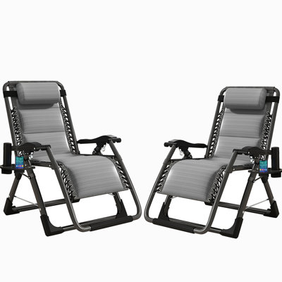 Lare Zero Gravity Chair Adjustable Reclining Patio Chairs with Removable Cushion,Headrest & Tray
