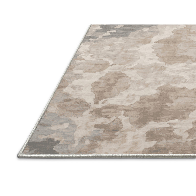 Tapis beige soyeux et moelleux, Carré 6 pi