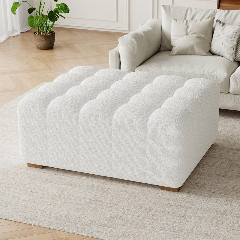 White Boucle Multipurpose Ottoman