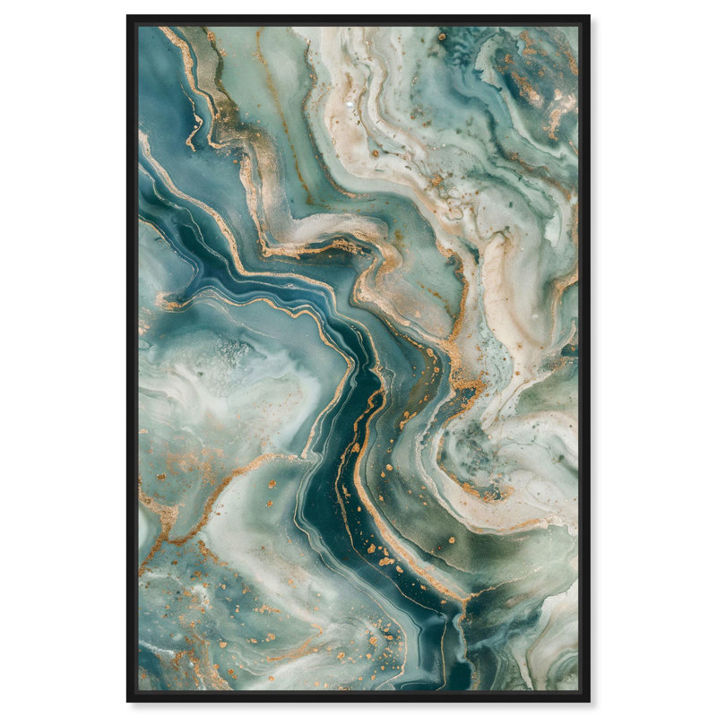 Marbled Depths Calm Abstracts by Art Remedy, Black Floater Framed, 16" H x 11" W