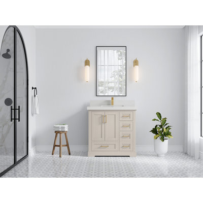 Boston 36 In. W X 22 In. D Center Sink Bathroom Vanity In Fine Grain
