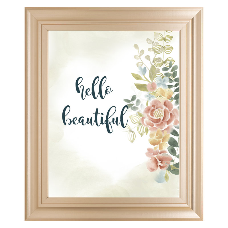 «Hello Beautiful», art mural - 22 po x 26 po, cadre ivoire