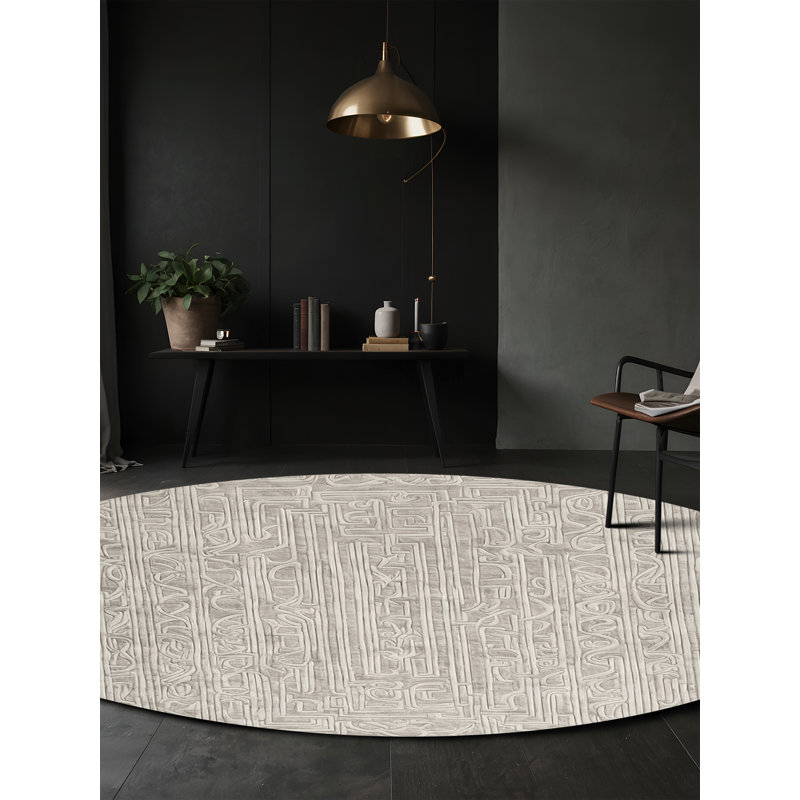 Tapis gris lavable à la machine, Rond 6 pi