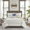 Édredon imprimé en seersucker double / grand - bleu doux et taupe à motif géométrique 2 taies décoratives, coussins lavables dans une machine à laver commerciale et 5 taies décoratives