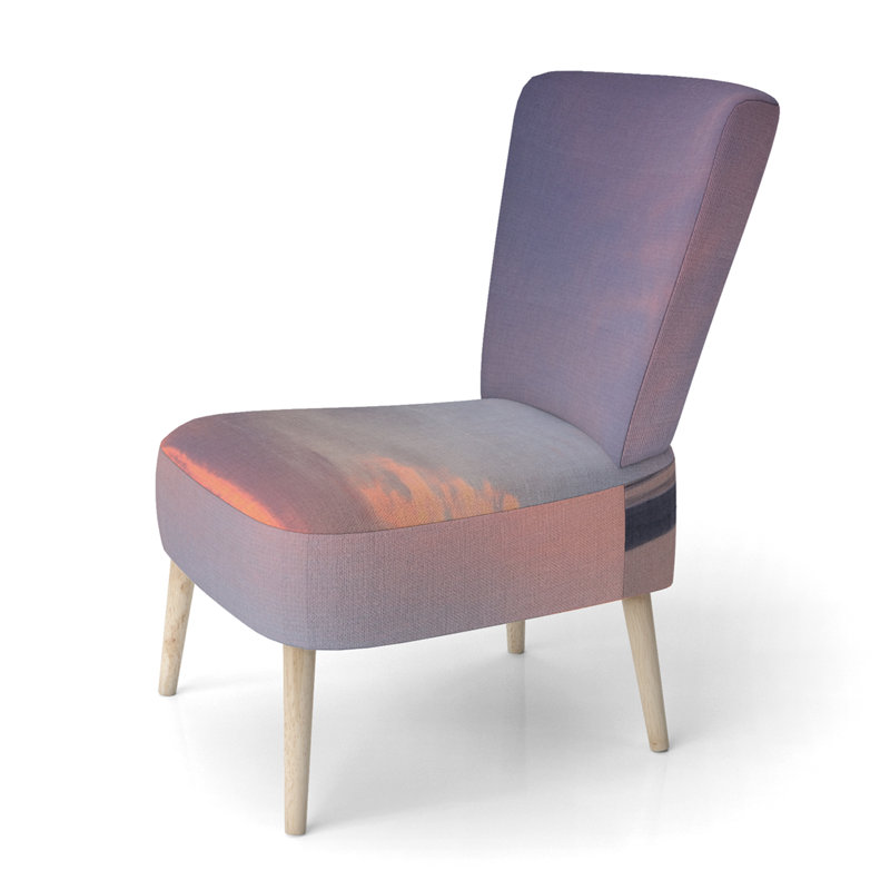 Accent Chair, Beige Floral Pattern Upholstered Decor - Beige Floral Pattern II, Purple/Orange