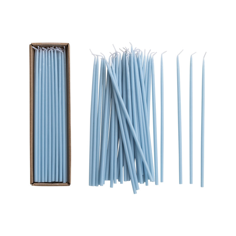 Unscented Taper Candle Set, Light Blue, 10" L x 0.5" W