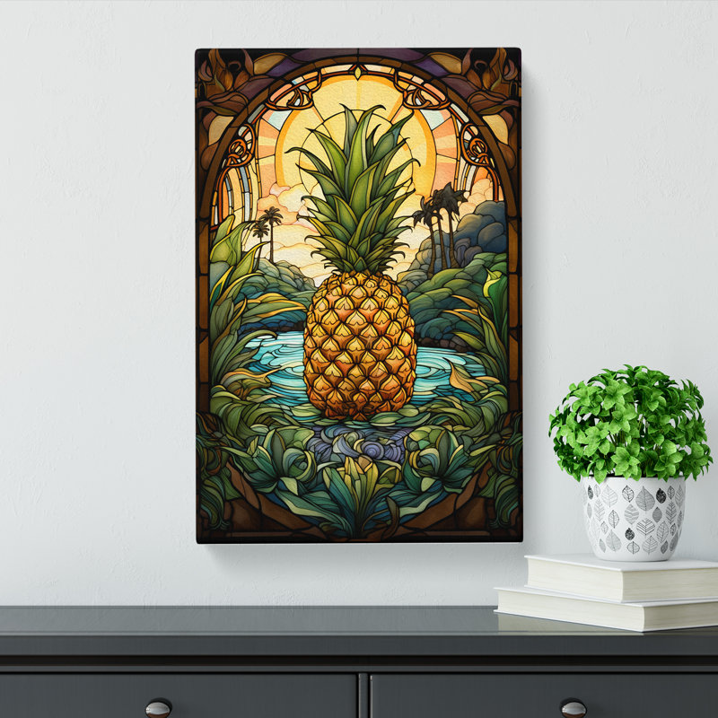Pineapple Nouveau - Wrapped Canvas, 50cm H x 35cm W x 3cm D