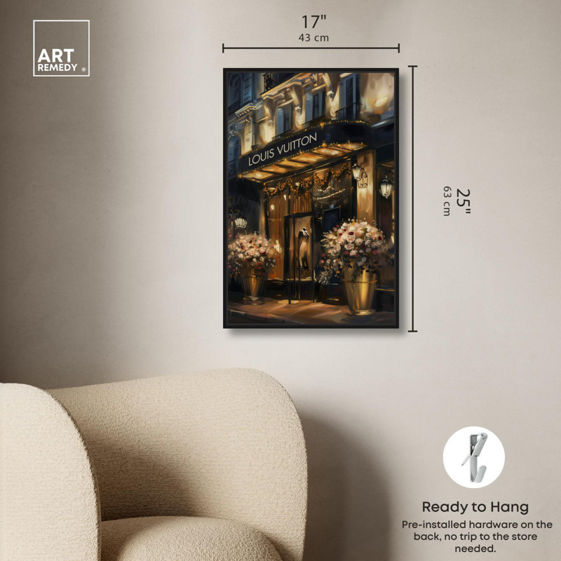«Elegant Night Storefront» par Art Remedy, Noir, noir, noir, noir, H 25 po x l 17 po