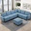 Chaise de salon modulaire 1 pièce en bois massif capitonné bleu