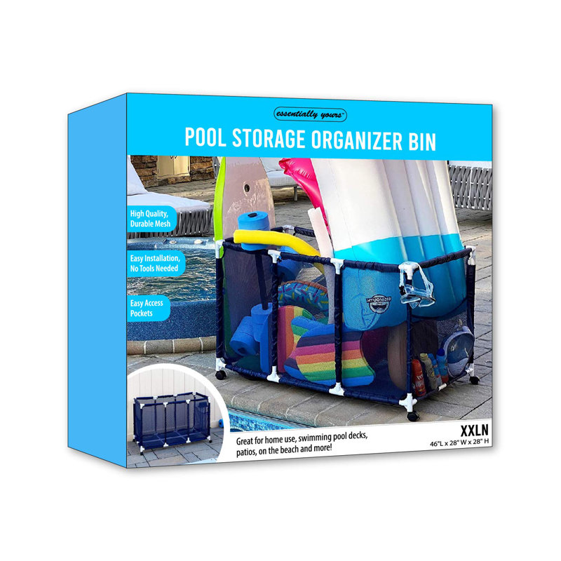 Essentially Yours 46'' W 0 Gallons Water Resistant Plastic Deck Box with Wheels, Blue/White