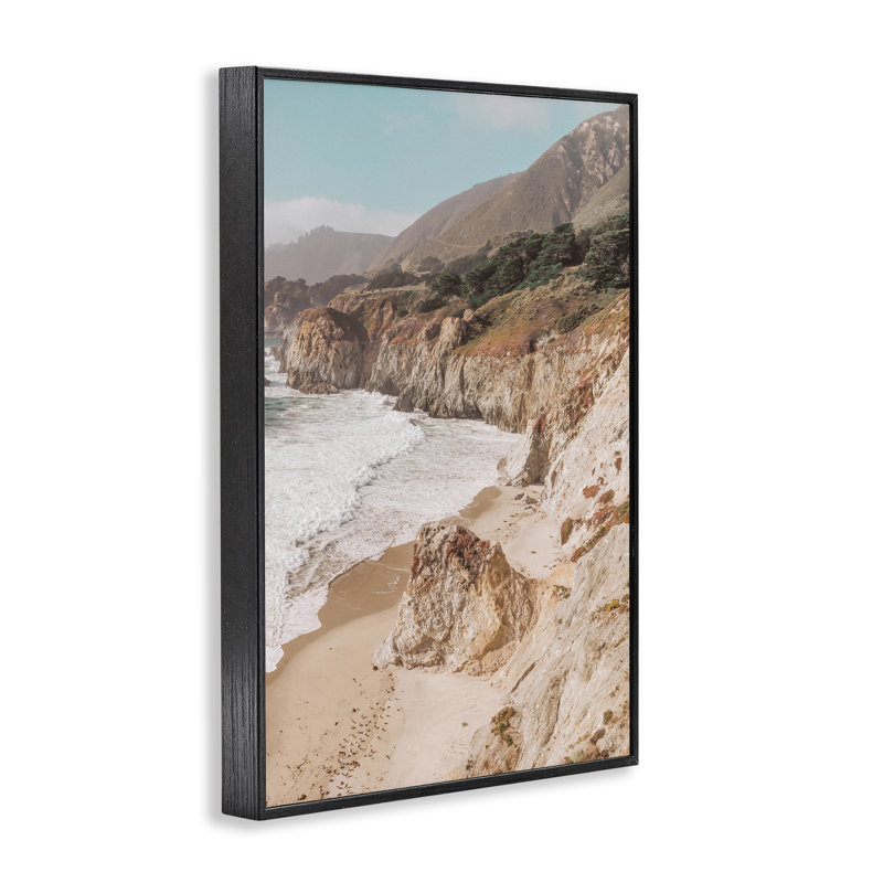 «Rocky Ocean Cove», estampe numérique par Nataly White, Giclée encadrée noir minuit, H 18 po x l 12 po