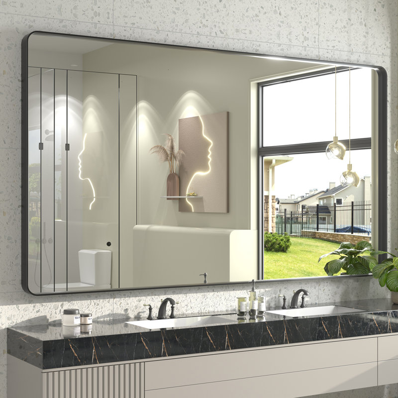 Miroir mural Aevar, Noir mat, 72 po x 40 po