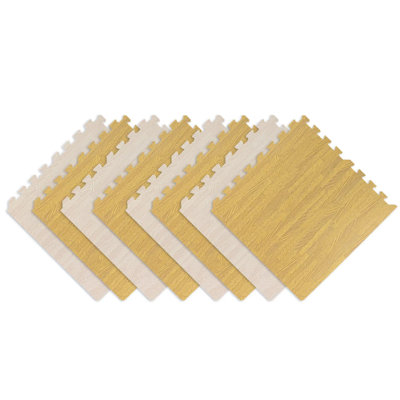8-piece Interlocking Wood Grain Foam Floor Mat Set, Non-slip & Cushioned Play Mat, Waterproof And Easy To Clean For Living Room, Bedroom, And Kids Play Area