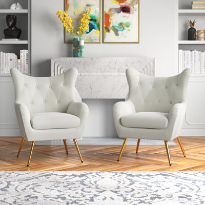 Avianna 29.25'' Wide Tufted Velvet Wingback Chair