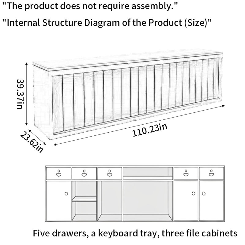 Rectangular Information Counter, Cashier Counter, and Writing Desk with Single Surface for Office or Store, Brown