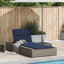  Chaise longue en rotin de polyester gris avec coussin flottant-809185844-809185839