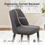 Chaise rembourrée moderne en tissu compact avec pieds en bois massif, dossier ergonomique incurvé, assemblage facile-659160585