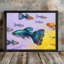 Art encadré noir avec poissons colorés, impression de peinture aquatique impressionniste-978628180