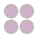 Pearl Bow Vegan Leather Round Pebble Placemat