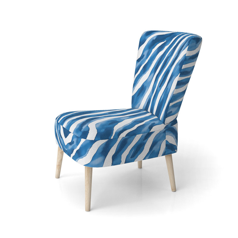 Chaise d'appoint rembourrée Zebra, Bleu marine/blanc