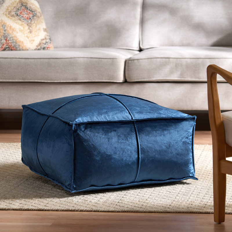 Mariya Velvet Pouf, Cobalt