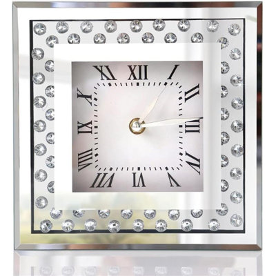Sparkling Square Mirror Desktop Decorative Clock