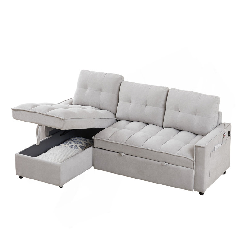 Canapé inclinable de 78,75 po, canapé-lit escamotable avec ports de chargement USB et Tape-C, canapé modulaire en forme de L avec rangement inclinable et rangement avec accoudoirs, canapé de salon confortable